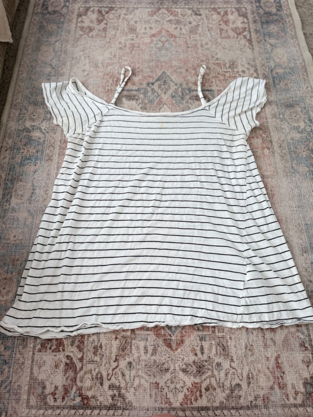 Billabong White & Black Striped Off-Shoulder Tunic